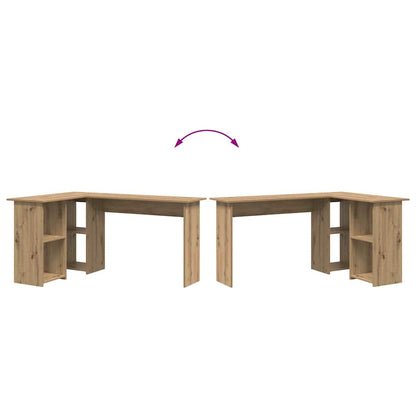 Desk with Shelf Artisan Oak 142 x 102 x 73 cm Engineered Wood