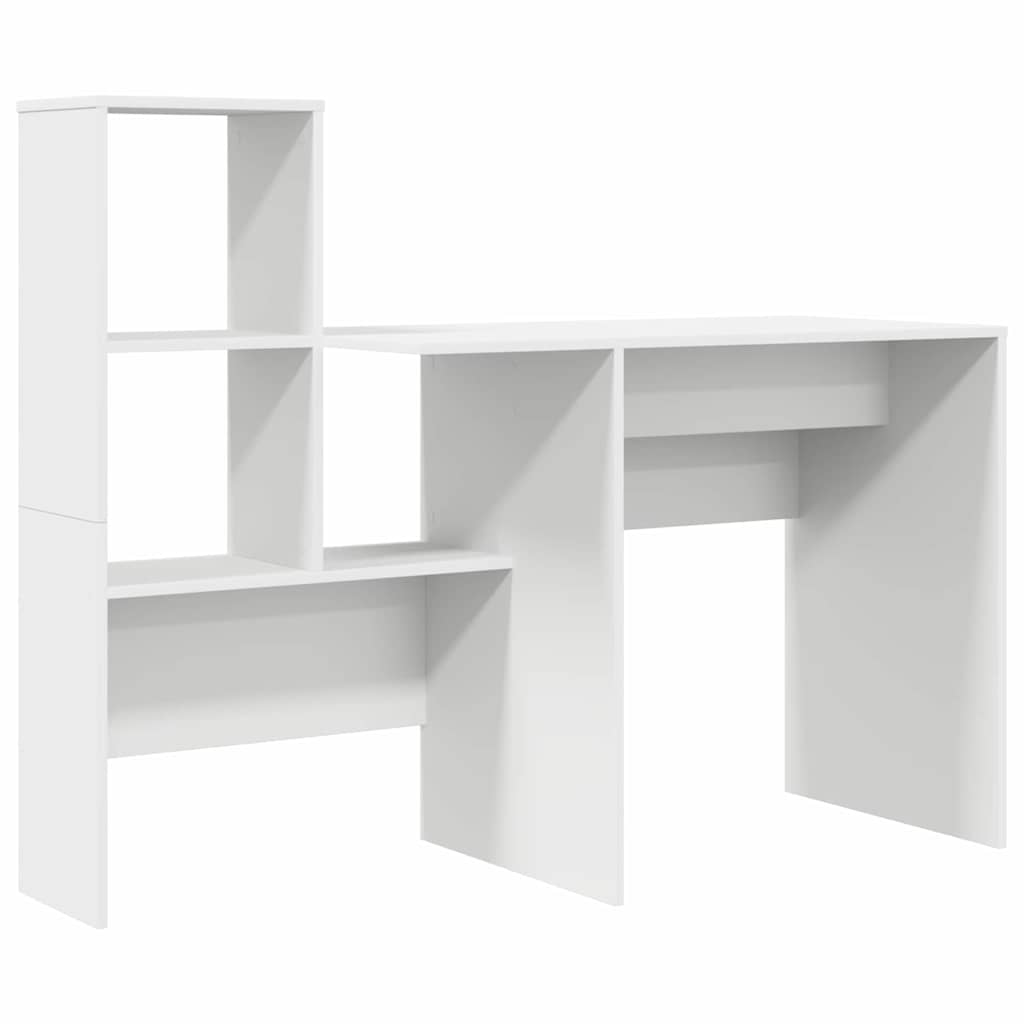 Desk with Shelf White 131.5 x 50 x 106.5 cm Engineered Wood