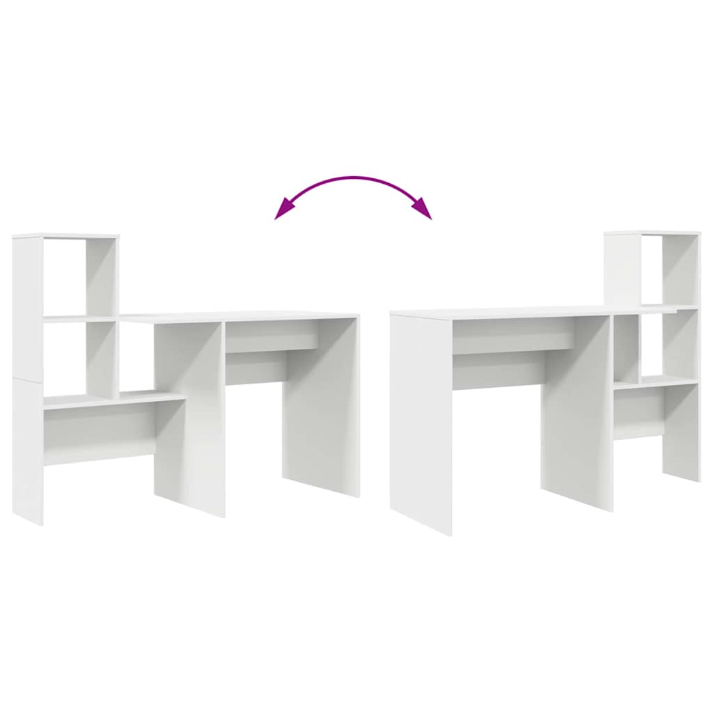 Desk with Shelf White 131.5 x 50 x 106.5 cm Engineered Wood