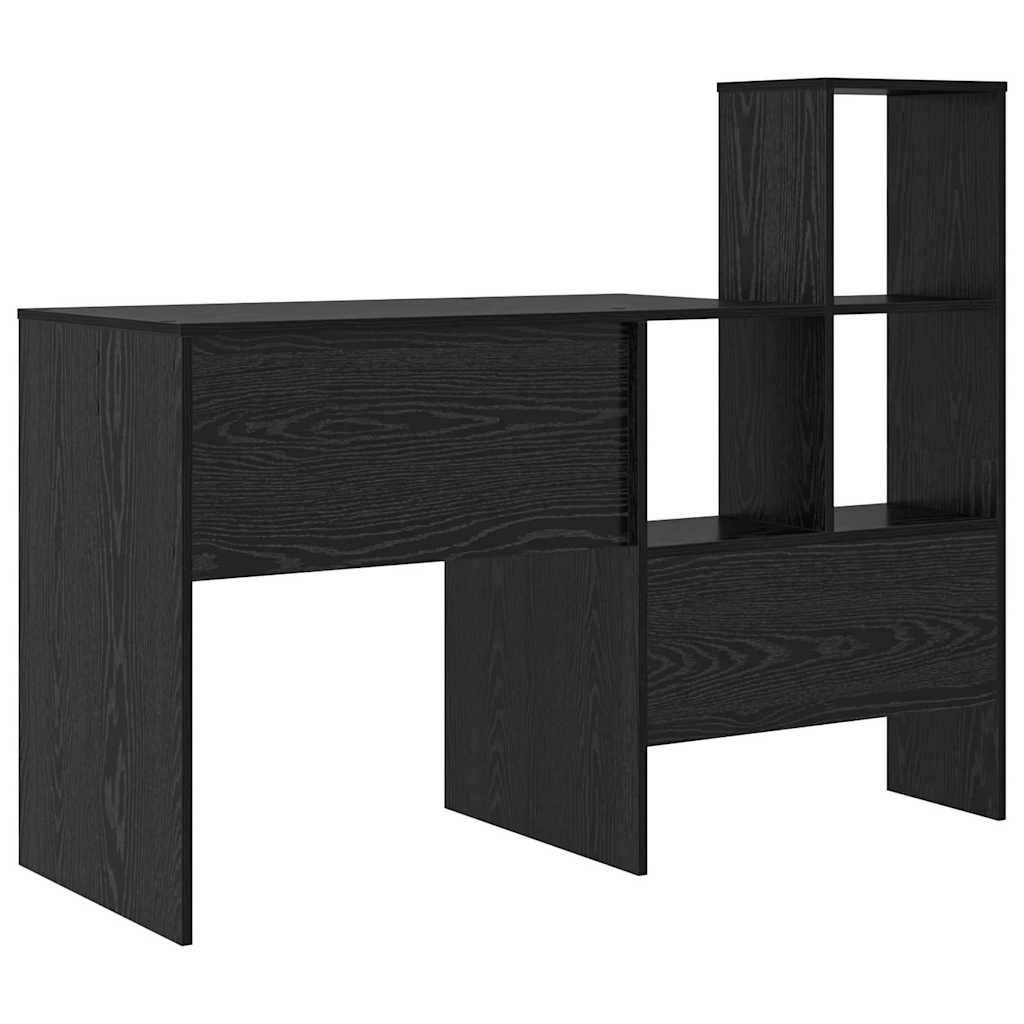 Desk with Shelf Black Oak 131.5 x 50 x 106.5 cm Engineered Wood