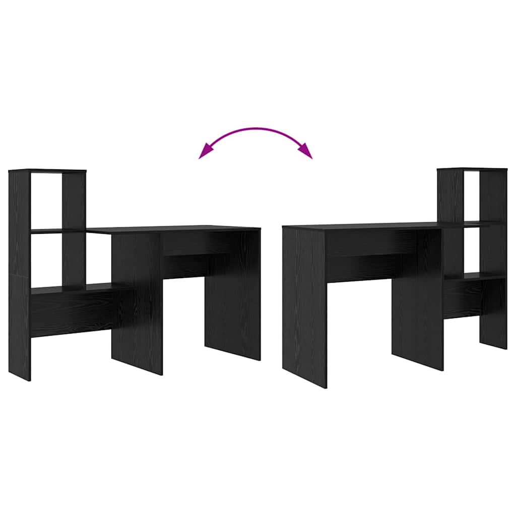 Desk with Shelf Black Oak 131.5 x 50 x 106.5 cm Engineered Wood