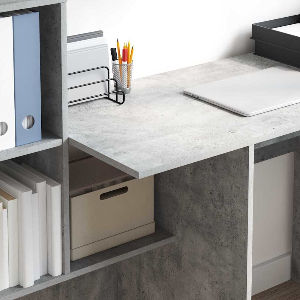 Desk Concrete Grey 131.5 x 50 x 106.5 cm Engineered Wood