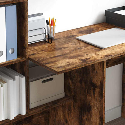 Desk Smoked Oak 131.5 x 50 x 106.5 cm Engineered Wood