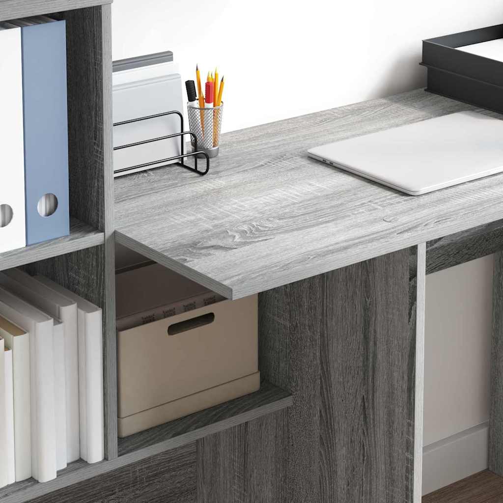 Desk Grey Sonoma 131.5 x 50 x 106.5 cm Engineered Wood