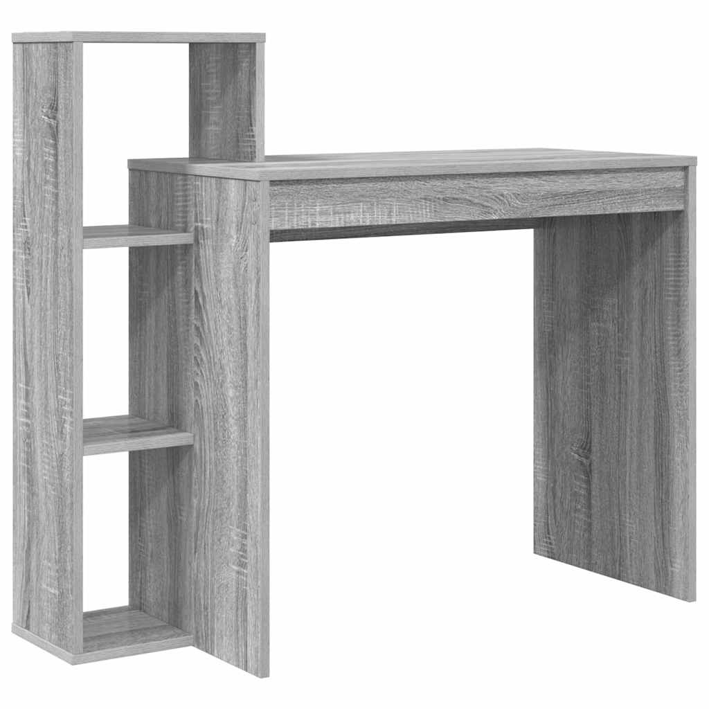 Desk with Shelf Grey Sonoma 100 x 40 x 90 cm Engineered Wood