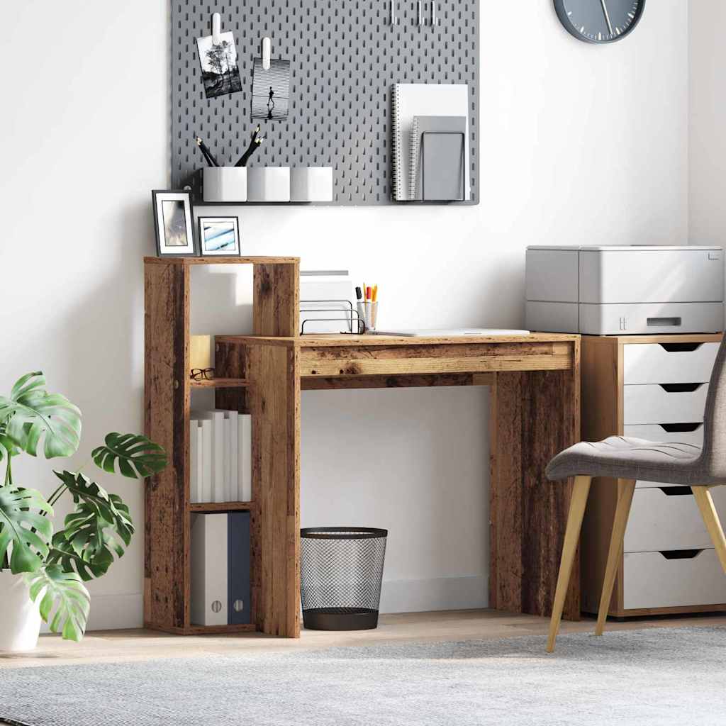 Desk with Shelf Old Wood 100 x 40 x 90 cm Engineered Wood