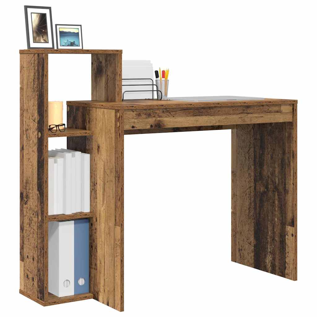Desk with Shelf Old Wood 100 x 40 x 90 cm Engineered Wood