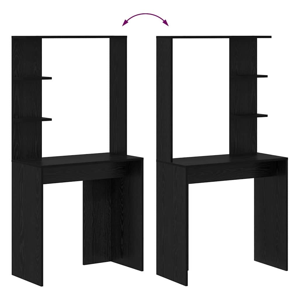 Desk with Shelf Black Oak 78.5 x 37 x 154.5 cm Engineered Wood