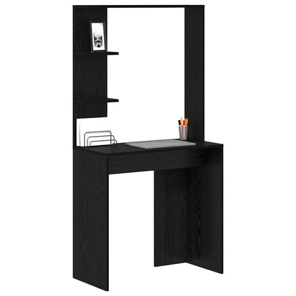 Desk with Shelf Black Oak 78.5 x 37 x 154.5 cm Engineered Wood