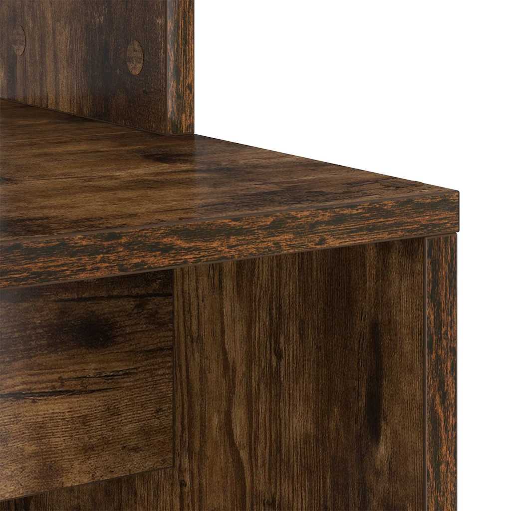 Desk with Shelf Smoked Oak 78.5 x 37 x 154.5 cm Engineered Wood
