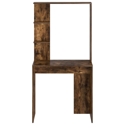Desk with Shelf Smoked Oak 78.5 x 37 x 154.5 cm Engineered Wood
