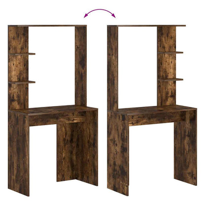 Desk with Shelf Smoked Oak 78.5 x 37 x 154.5 cm Engineered Wood