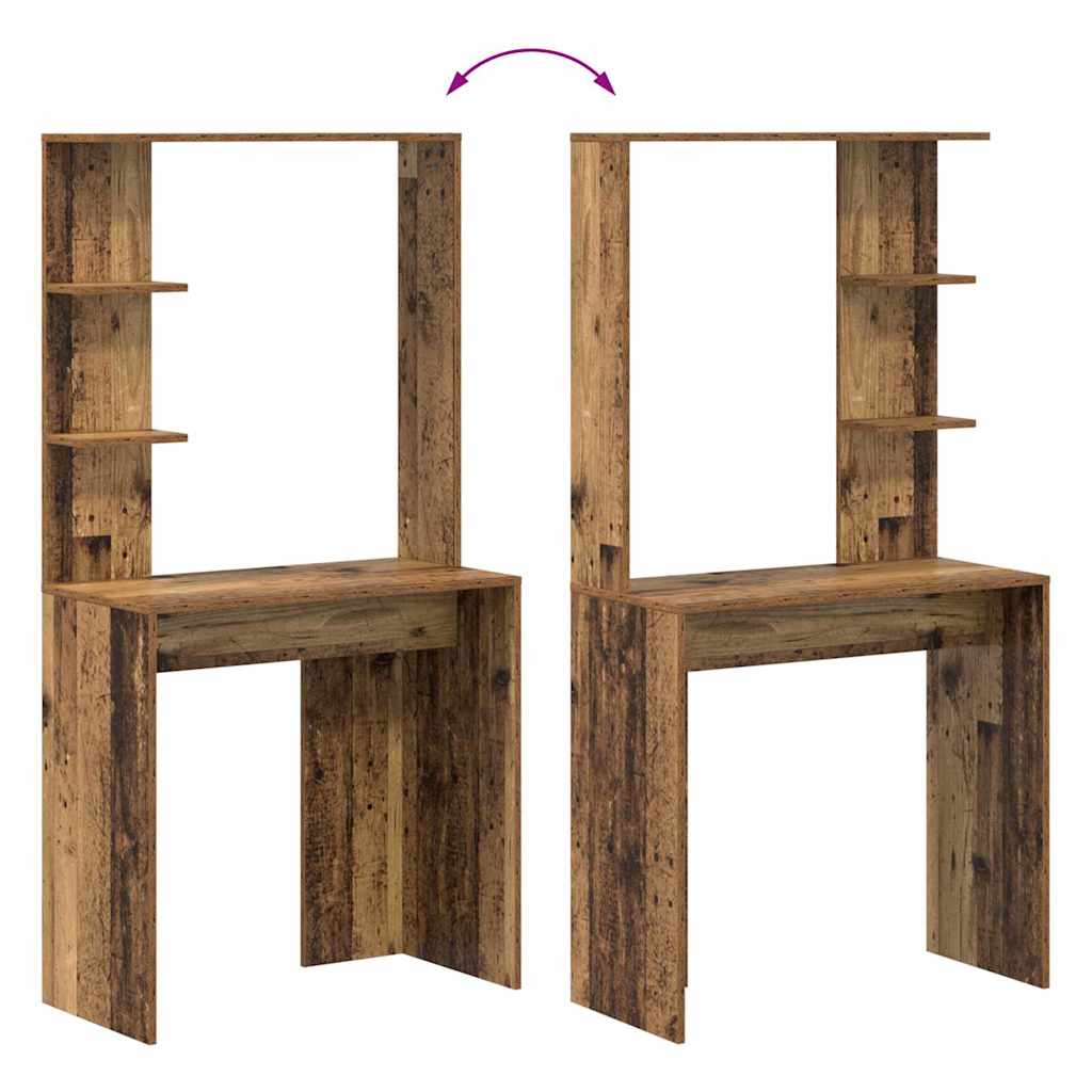 Desk with Shelf Old Wood 78.5 x 37 x 154.5 cm Engineered Wood