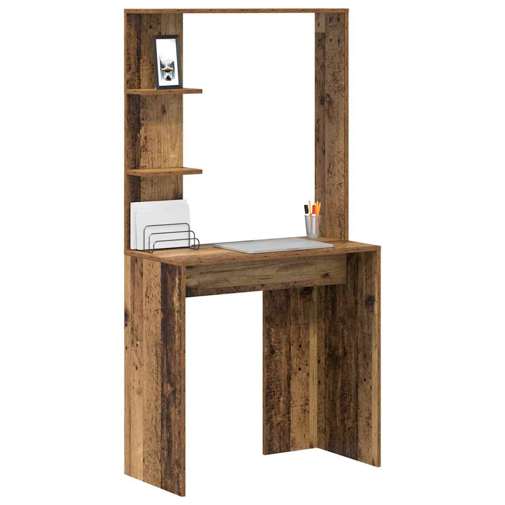 Desk with Shelf Old Wood 78.5 x 37 x 154.5 cm Engineered Wood