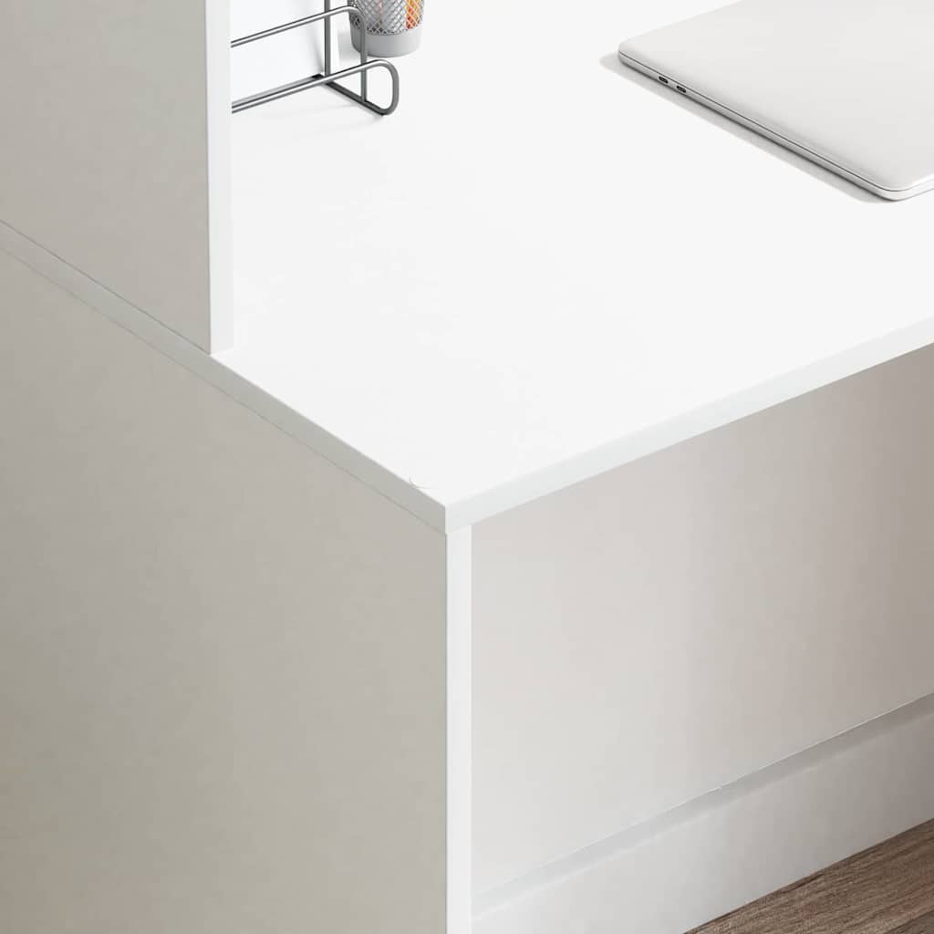 Desk with Shelf White 102 x 50 x 124 cm Engineered Wood