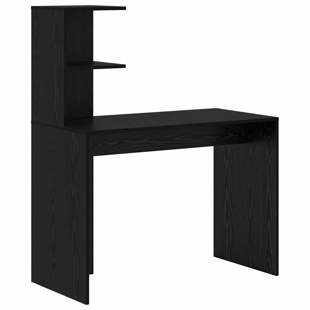 Desk with Shelf Black Oak 102 x 50 x 124 cm Engineered Wood
