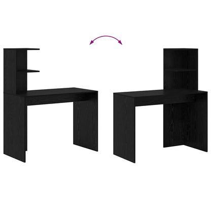 Desk with Shelf Black Oak 102 x 50 x 124 cm Engineered Wood