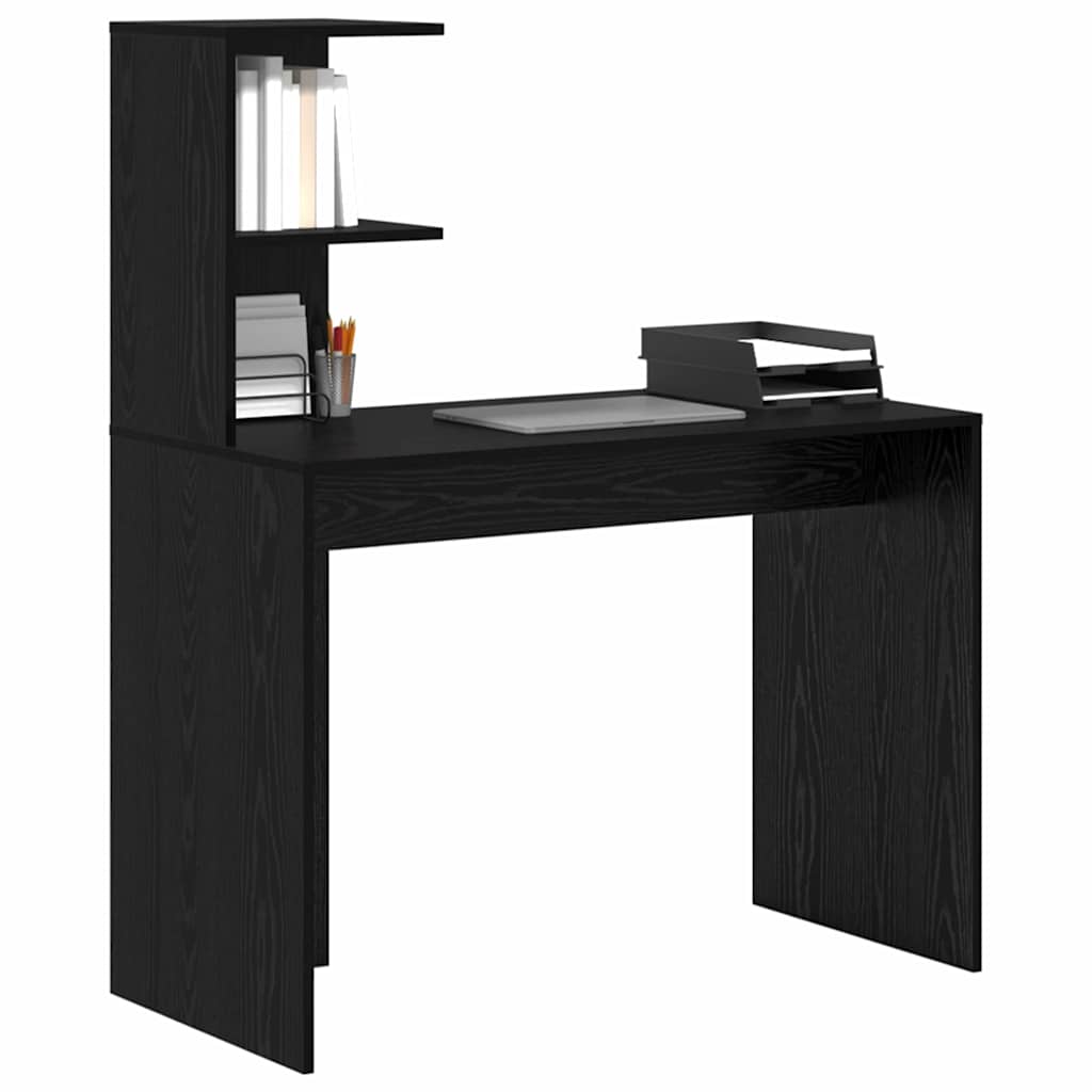 Desk with Shelf Black Oak 102 x 50 x 124 cm Engineered Wood
