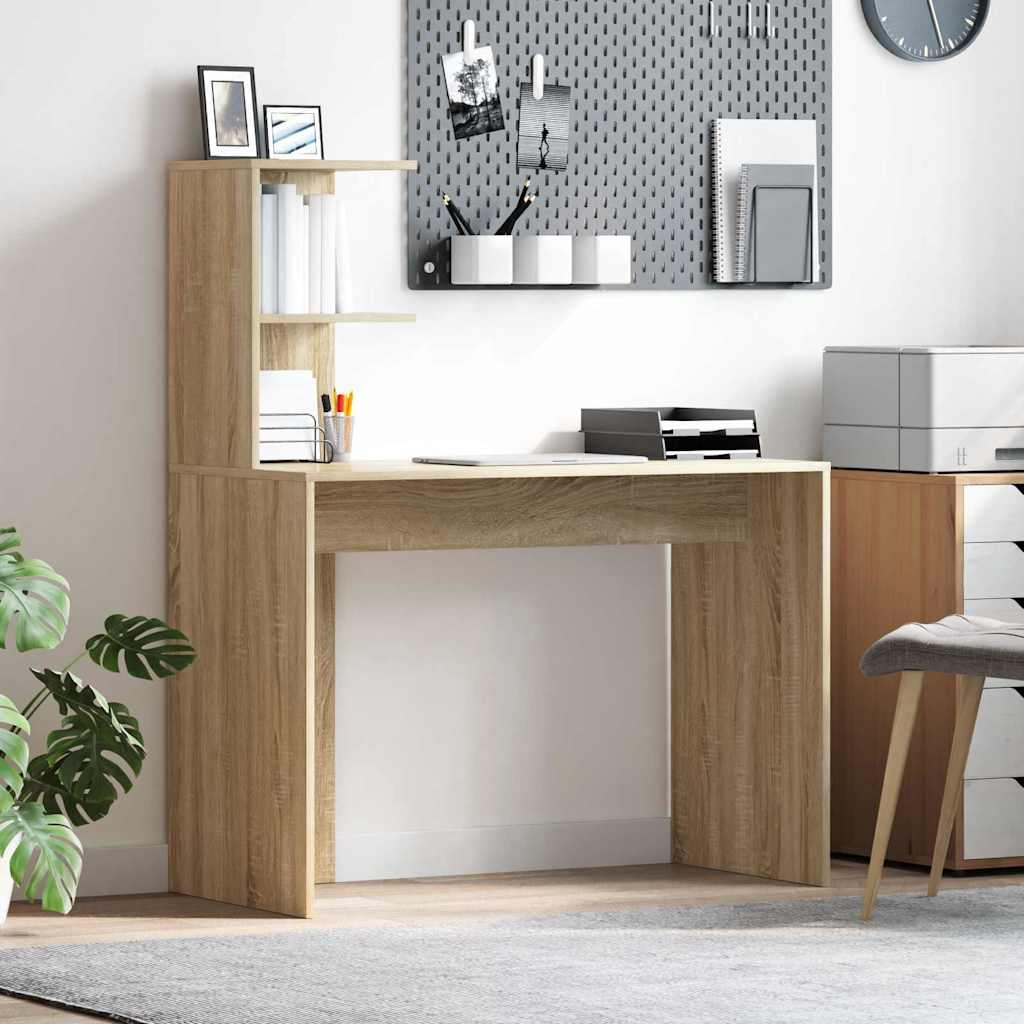 Desk with Shelf Sonoma oak 102 x 50 x 124 cm Engineered wood