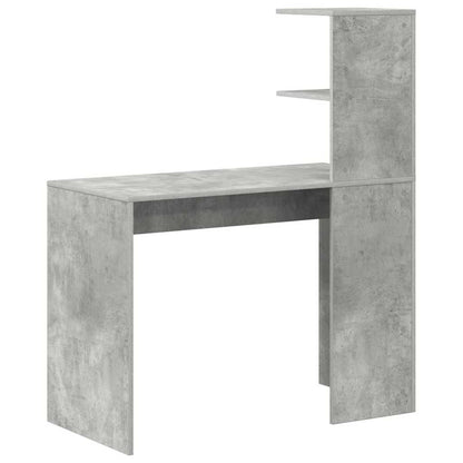 Desk with Shelf Concrete Grey 102 x 50 x 124 cm Engineered Wood