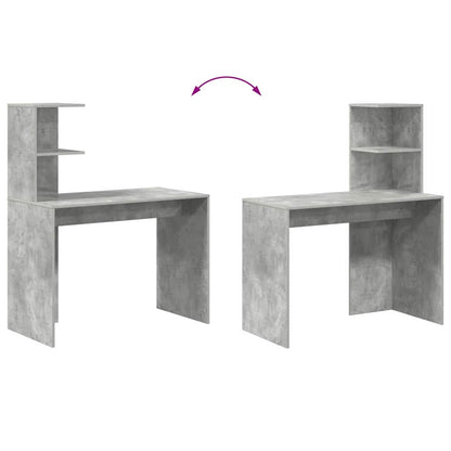 Desk with Shelf Concrete Grey 102 x 50 x 124 cm Engineered Wood