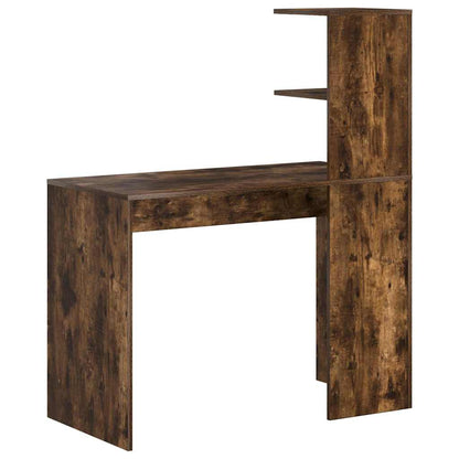 Desk with Shelf Smoked Oak 102 x 50 x 124 cm Engineered Wood