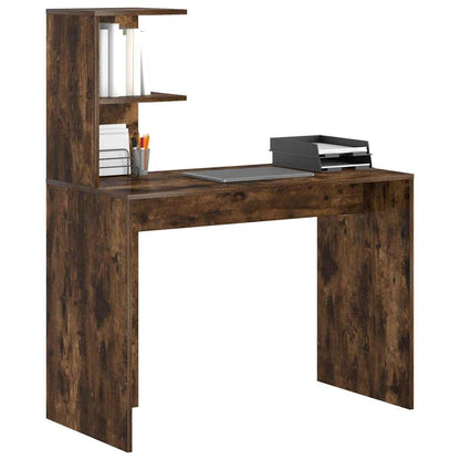 Desk with Shelf Smoked Oak 102 x 50 x 124 cm Engineered Wood