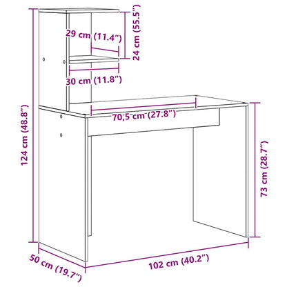 Desk with Shelf Smoked Oak 102 x 50 x 124 cm Engineered Wood