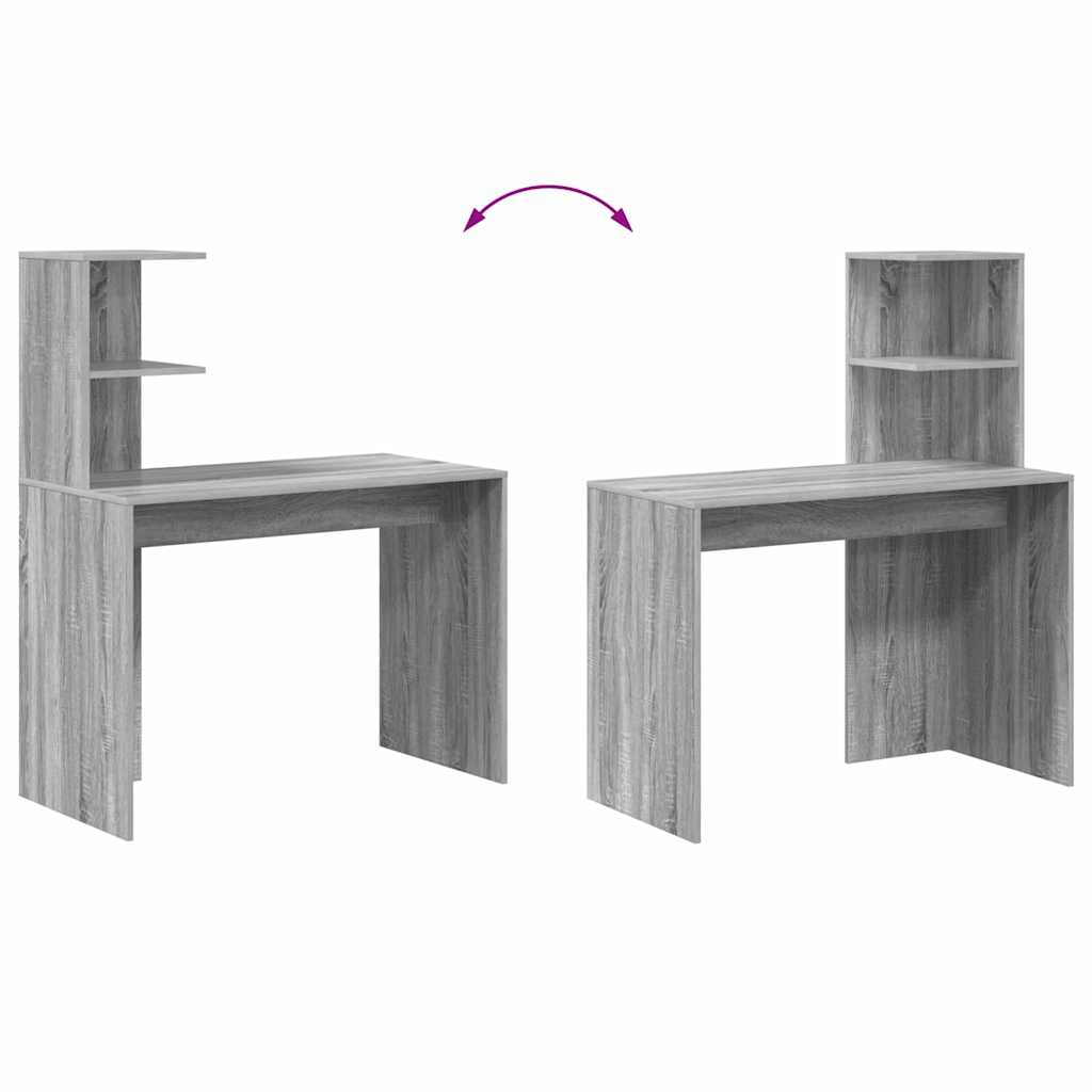 Desk with Shelf Grey Sonoma 102 x 50 x 124 cm Engineered Wood