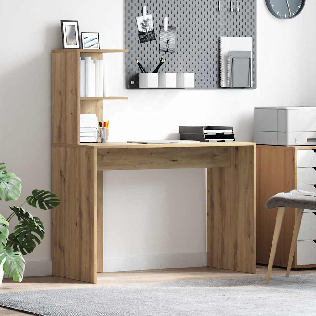 Desk with Shelf Artisan Oak 102 x 50 x 124 cm Engineered Wood