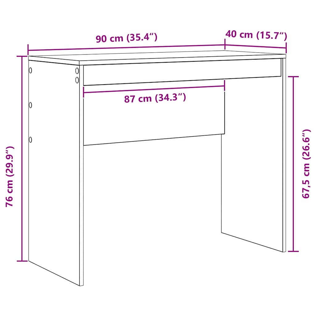 Desk Grey Sonoma 90 x 40 x 76 cm