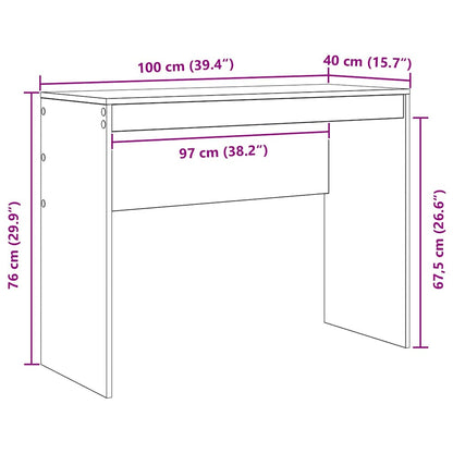 Desk Black oak 100 x 40 x 76 cm Engineered wood