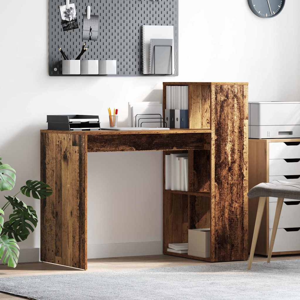 Desk with Shelf Old Wood 108 x 55 x 103.5 cm Engineered Wood