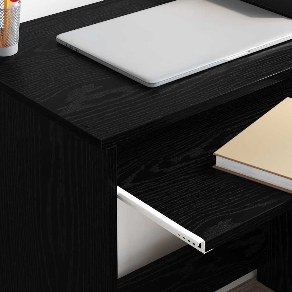 Desk with Drawer Black Oak 120.5 x 44 x 88.5 cm Engineered Wood