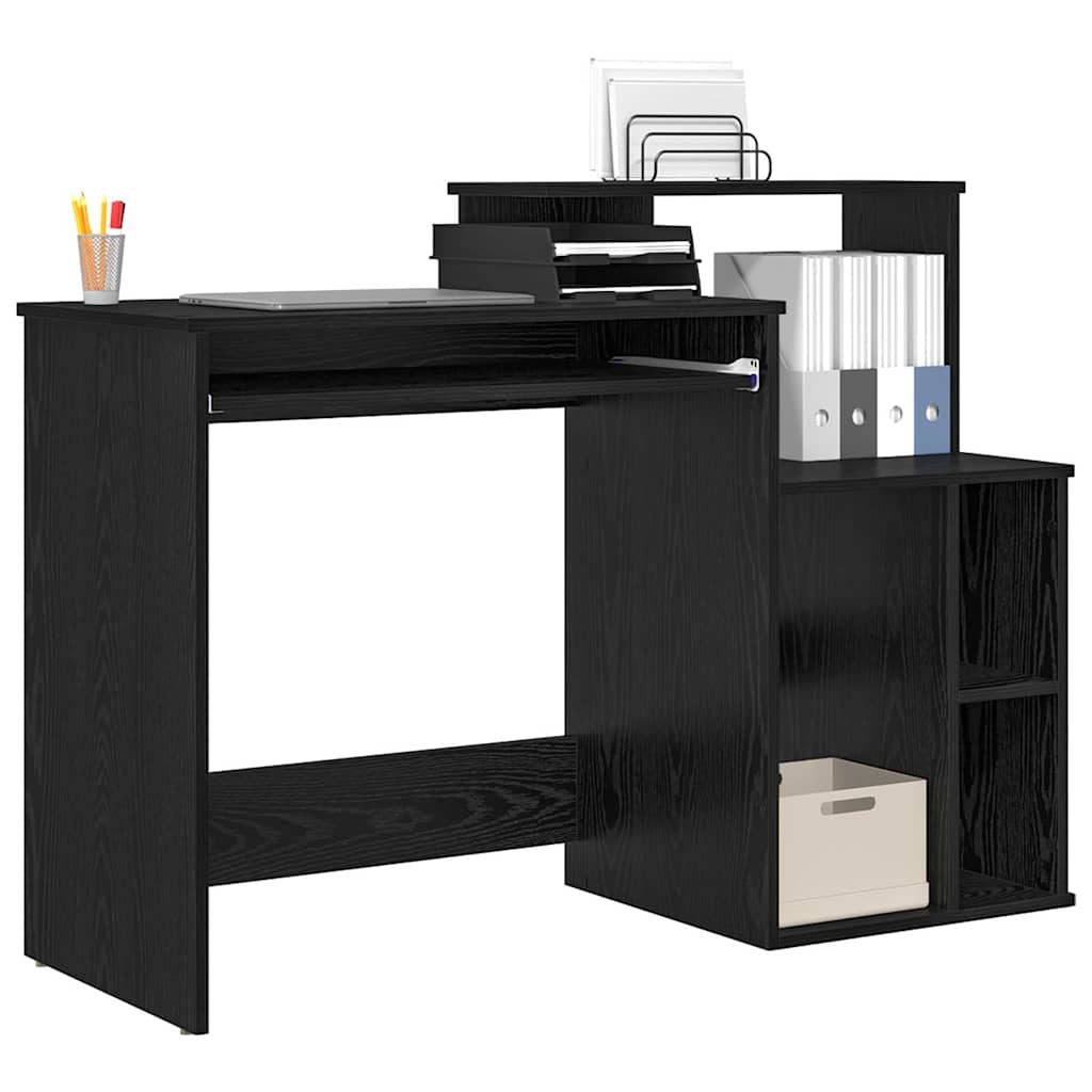 Desk with Drawer Black Oak 120.5 x 44 x 88.5 cm Engineered Wood