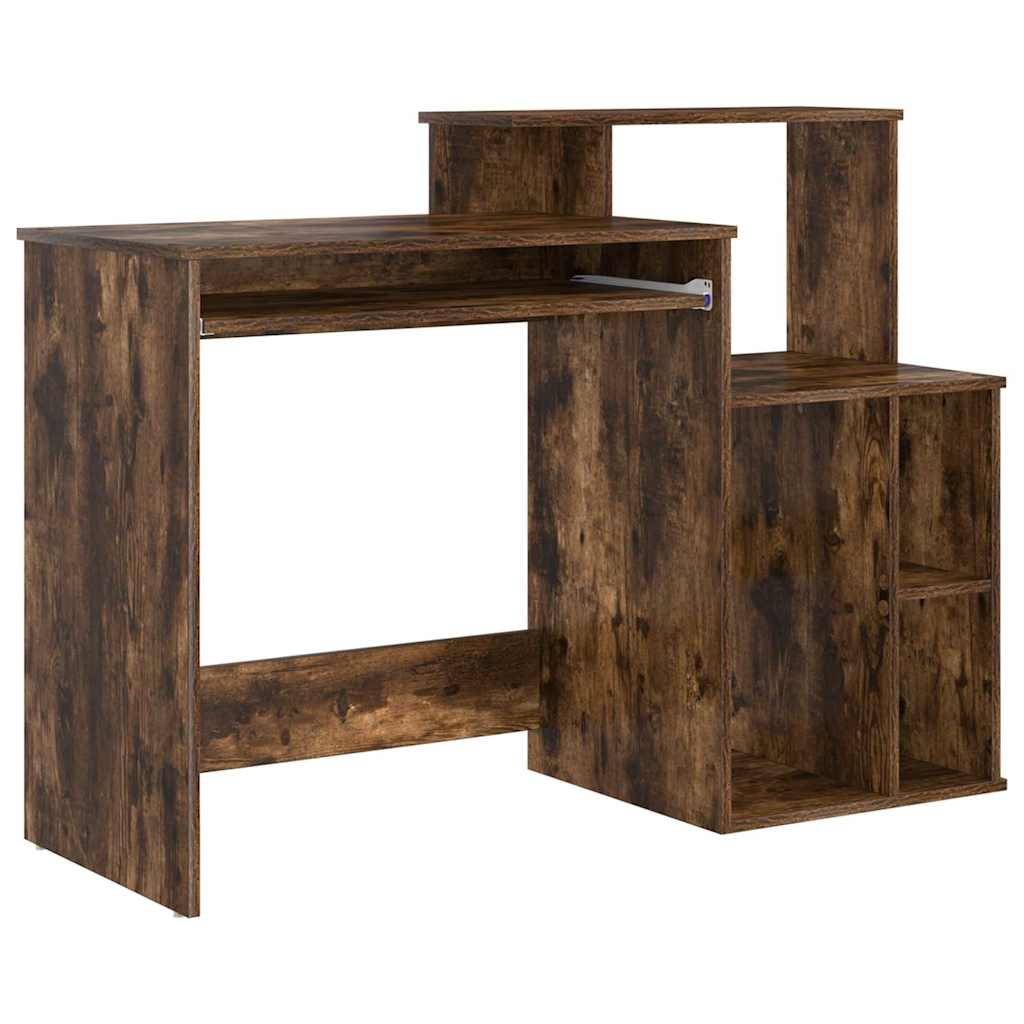 Desk with Shelf Smoked Oak 120.5 x 44 x 88.5 cm Engineered Wood