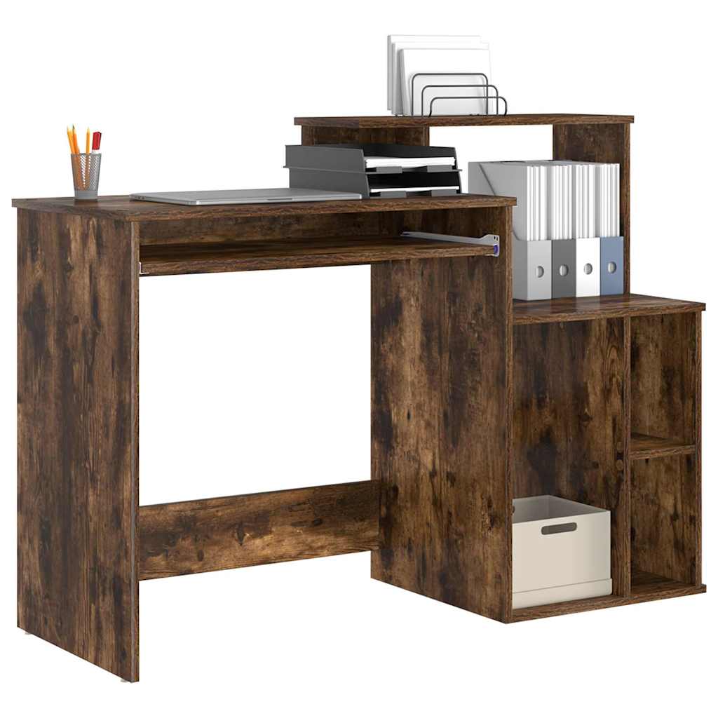 Desk with Shelf Smoked Oak 120.5 x 44 x 88.5 cm Engineered Wood