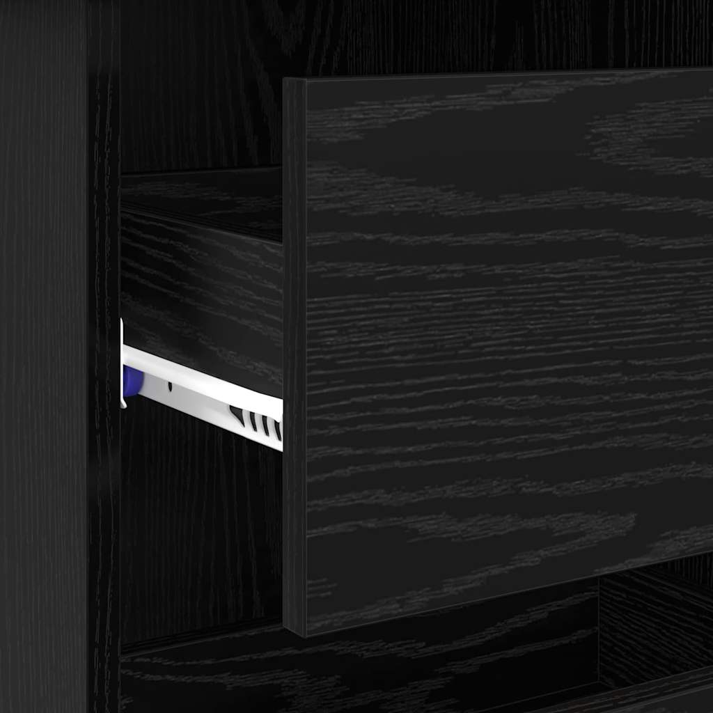 Desk with Drawer Black Oak 90 x 37.5 x 75 cm Engineered Wood