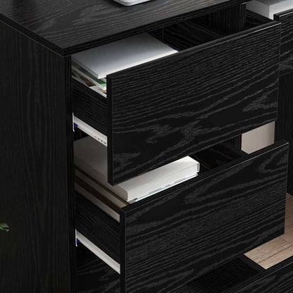 Desk with Drawer Black Oak 90 x 37.5 x 75 cm Engineered Wood