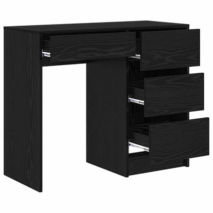 Desk with Drawer Black Oak 90 x 37.5 x 75 cm Engineered Wood