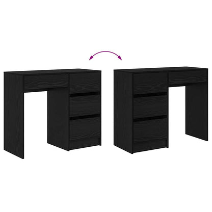 Desk with Drawer Black Oak 90 x 37.5 x 75 cm Engineered Wood