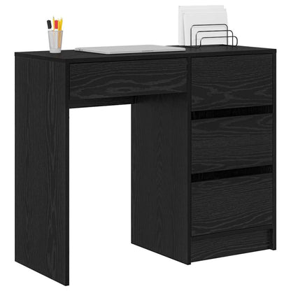 Desk with Drawer Black Oak 90 x 37.5 x 75 cm Engineered Wood