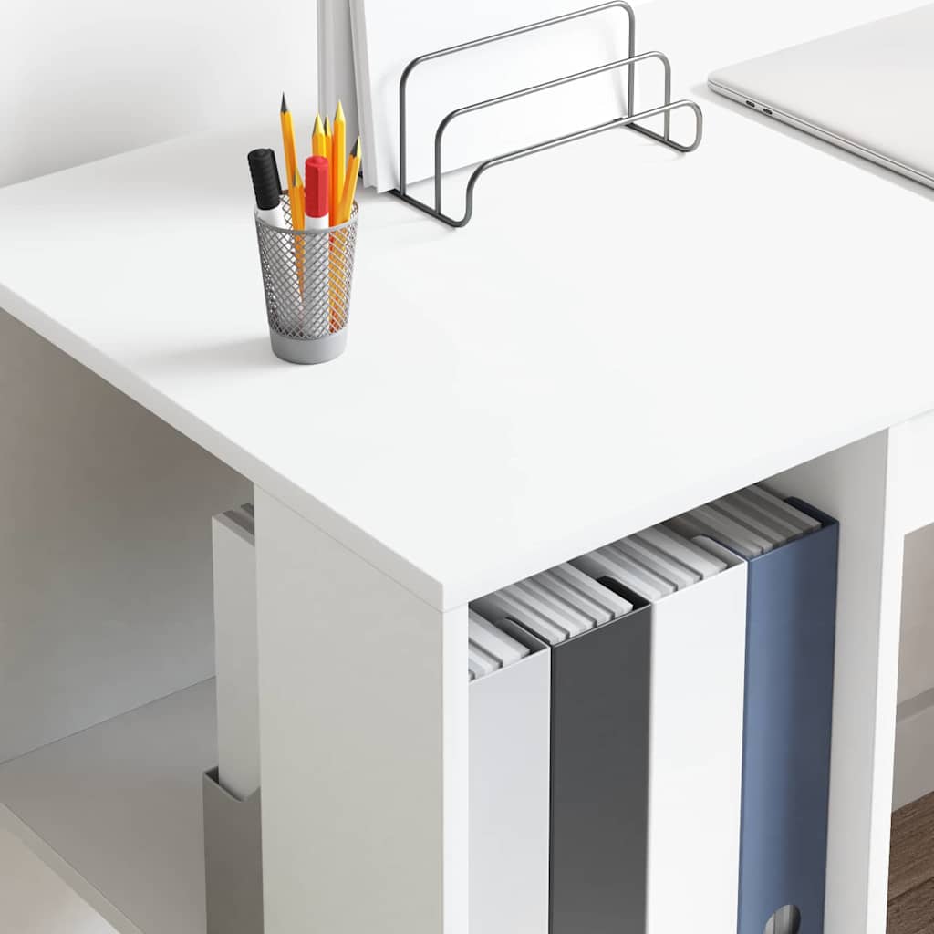 Desk with Shelf White 130 x 50.5 x 75 cm Engineered Wood