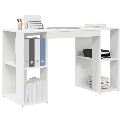 Desk with Shelf White 130 x 50.5 x 75 cm Engineered Wood
