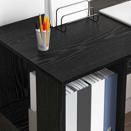 Desk with Shelf Black Oak 130 x 50.5 x 75 cm Engineered Wood