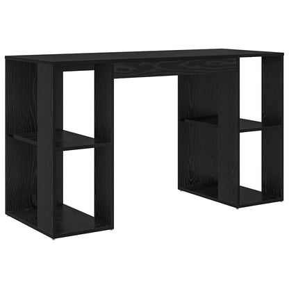 Desk with Shelf Black Oak 130 x 50.5 x 75 cm Engineered Wood