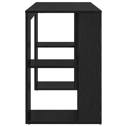 Desk with Shelf Black Oak 130 x 50.5 x 75 cm Engineered Wood