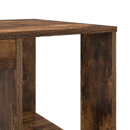 Desk with Shelf Smoked Oak 130 x 50.5 x 75 cm Engineered Wood