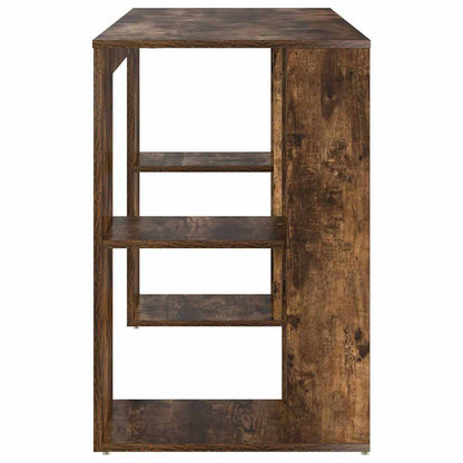 Desk with Shelf Smoked Oak 130 x 50.5 x 75 cm Engineered Wood