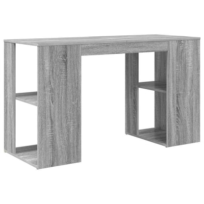 Desk with Shelf Grey Sonoma 130 x 50.5 x 75 cm Engineered Wood
